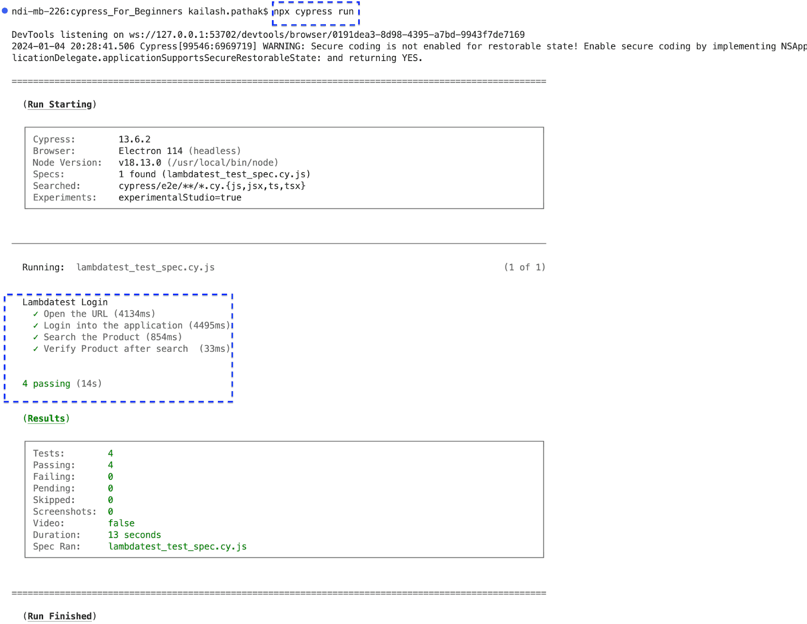 Cypress App cypress headless tests